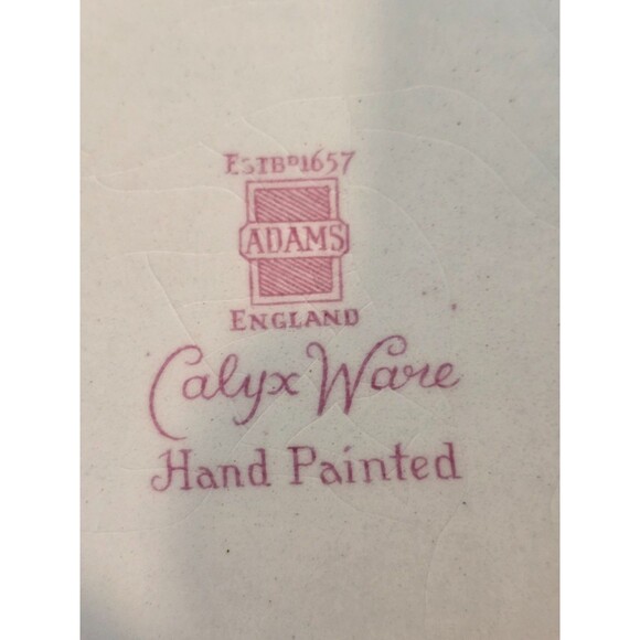 Adams Calyx Ware Hand Painted Lowestoft Square Platter Floral Border England - Picture 9 of 10